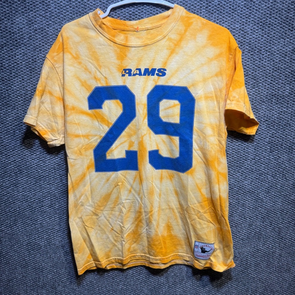 Mitchell & Ness LA Rams Eric Dickerson 29 Tie Dye T-Shirt Orange Blue Mens M